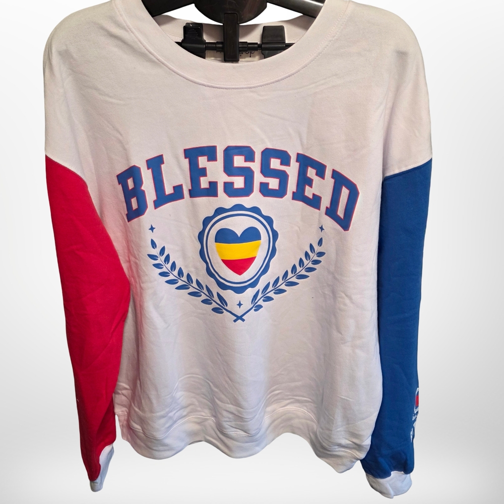 Wound Up 'Blessed' Red and Blue Sweatshirt